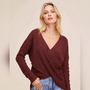 ASTR maroon v-neck sweater